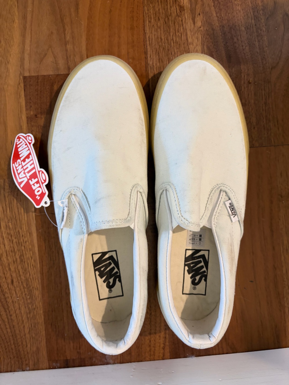 New Vans Classic Slip-On Canvas Shoes in Soft Off White